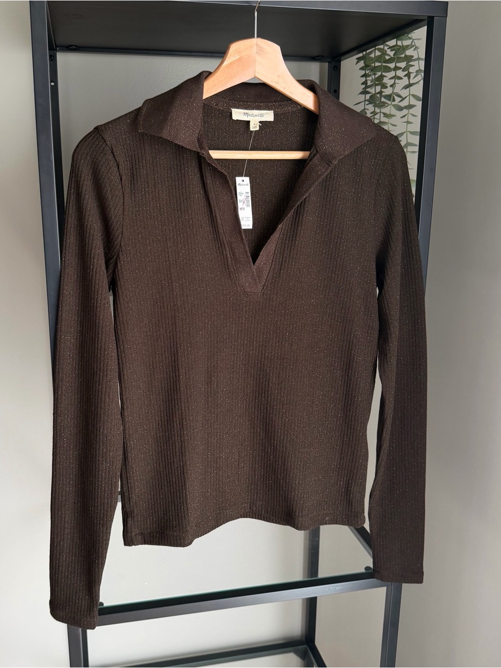 NWT Madewell Sparkle Long Sleeve Polo Top